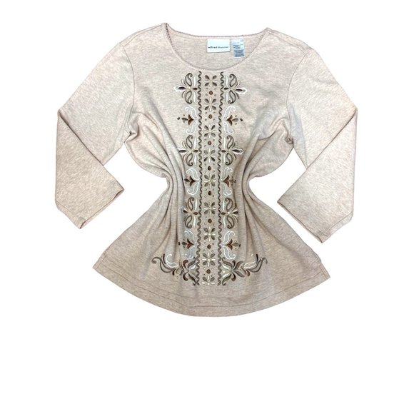 Alfred Dunner Vintage Cotton Polyester 3/4 Sleeve Sweater w Embroidery & Embelli - Picture 5 of 11